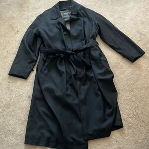 Silk/Wool Jet Black Sanyo Trench Coat size 42